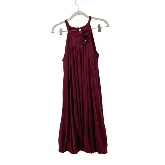 Sangria Sleeveless Halter Dress Keyhole Neckline Bubble Hem Maroon Casual Y2K 6‎ - Picture 2 of 8